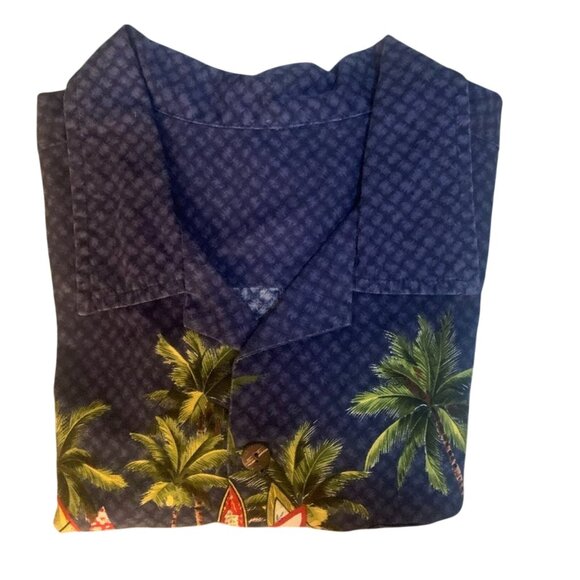 PALMWAVE HAWAIIAN BUTTON FRONT SHIRT-VINTAGE CARS, SURF BOARDS, PALM TREES L? - Picture 2 of 10